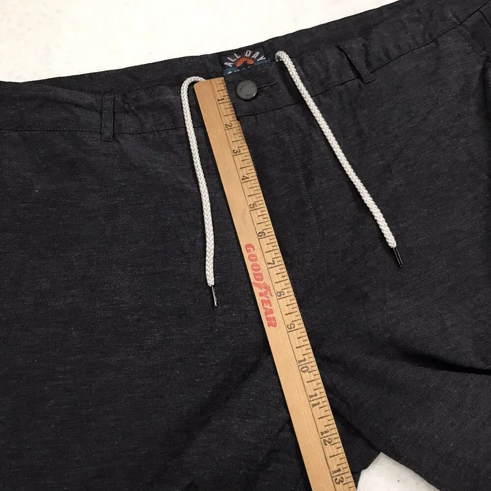 FAHERTY All Day Shorts Men 36 Black Dark Charcoal Performance Stretch Golf Beach